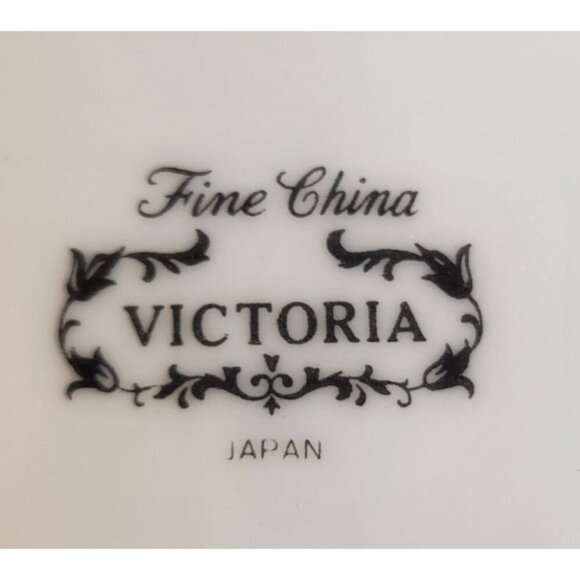 Vintage Victoria Cynasty Fine China Serving Bowl Floral & Black Trim Design 9" D - Picture 4 of 8